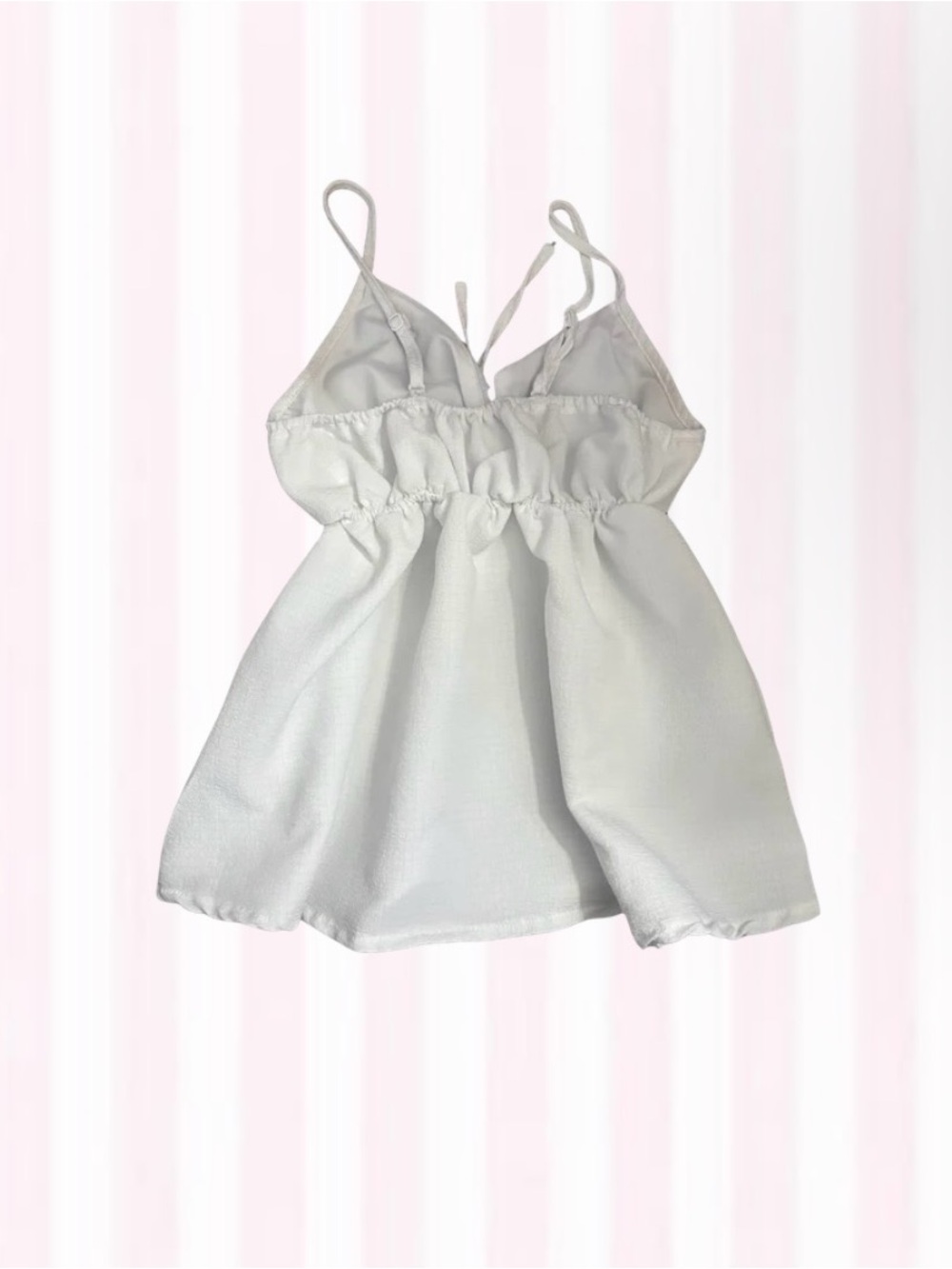 Delicate White Embroidered babydoll styles top with Navy Detail - Picture 2 of 2